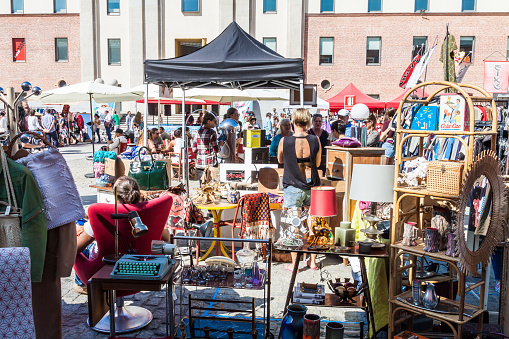 Madrid, Spain - October 2, 2016: . Lost & Found Market on October 2, 2016 in Madrid, Spain. Vintage market held annually in the barracks of Conde Duque.Fashion, music, decoration, toys, books, comics of all times.