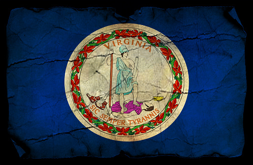 Virginia flag in grunge and vintage style.