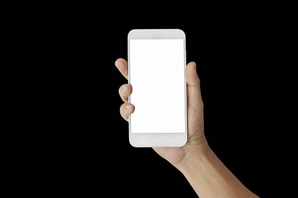 istock hand holding  phone isolated on white background 636938324