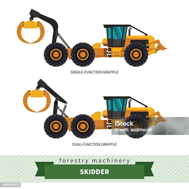 Grapple Skidder Forestry Vehicle Stock Illustration - Download Image Now - Agricultural Machinery, Business Finance and Industry, Colors