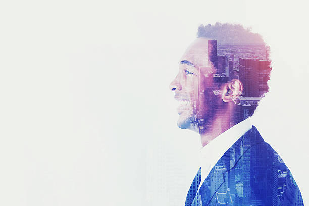 istock Side view of African businessman, looks forward 636939374