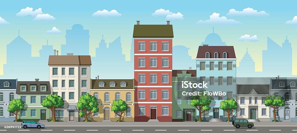 Ilustración de Fondo De Dibujos Animados De Paisaje Urbano Sin Fisuras Con Coches y más Vectores Libres de Derechos de Acera - iStock Ilustración de Fondo De Dibujos Animados De Paisaje Urbano Sin Fisuras Con Coches y más Vectores Libres de Derechos de Acera - iStock