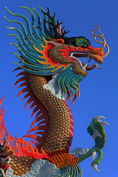 istock Chinese style golden dragon statue 636941744