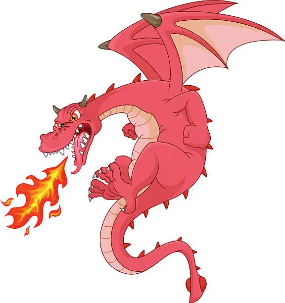 Vector illustration of angry dragon cartoon