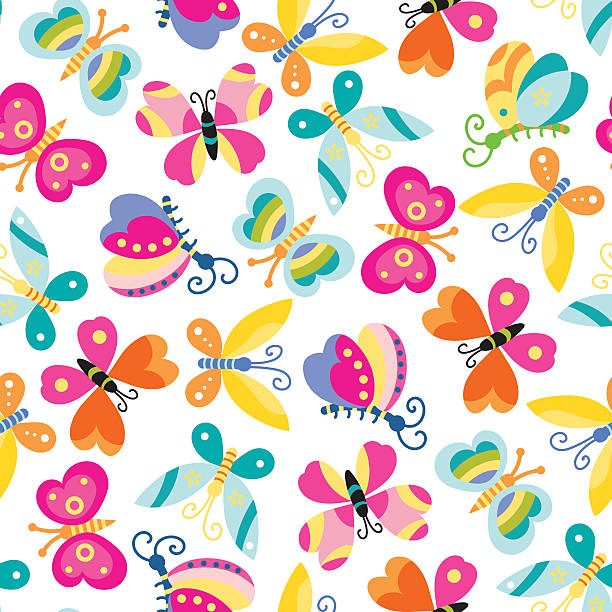 Seamless Background With Colorful Cartoon Butterflies Stock Illustration - Download Image Now - iStock Seamless Background With Colorful Cartoon Butterflies Stock Illustration - Download Image Now - iStock