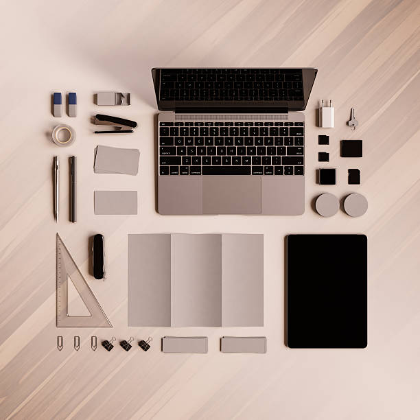 istock Office corporate mockup design. 3D illustration 636954940