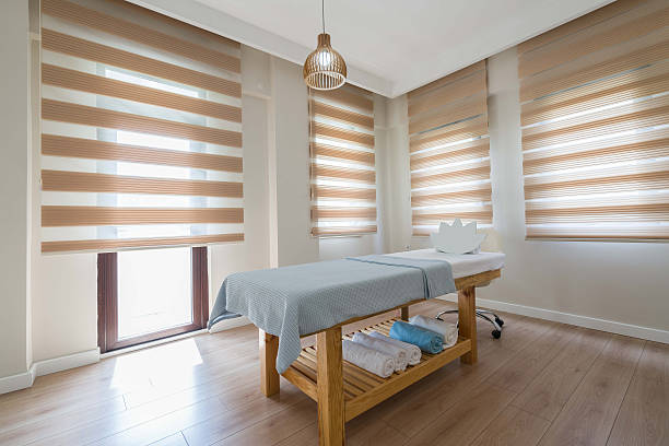 Bright modern therapy room Bright modern therapy room and Therapy bed spa room stock pictures, royalty-free photos & images