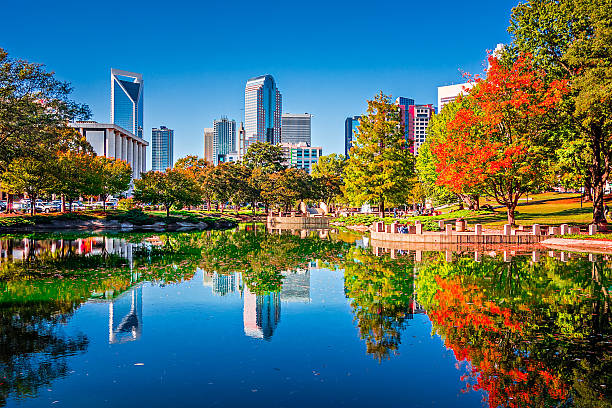 istock charlotte city skyline from marshall park autumn season with blu 636955152