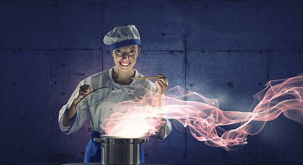 istock She is magician as cook . Mixed media 636961878