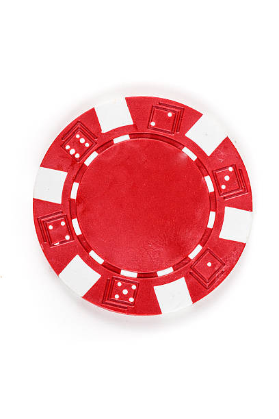 istock Red poker chip isolated on a white background 636963860
