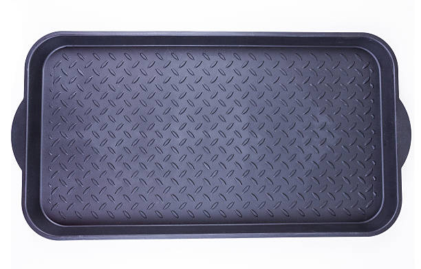 istock Tough durable diamond plate tray black rubber 636963888