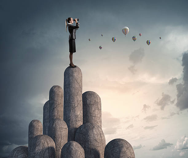 istock She reached the top of sucess . Mixed media 636964206