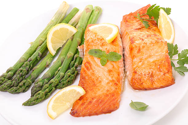 istock grilled salmon fish with asparagus 636967248