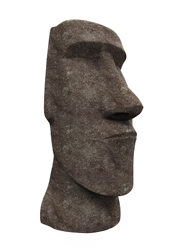 Moai Statue isolated on white background. 3D render