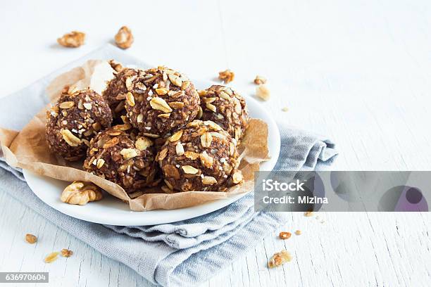 Energy Granola Bites Stock Photo - Download Image Now - Healthy Lifestyle, Snack, Healthy Eating