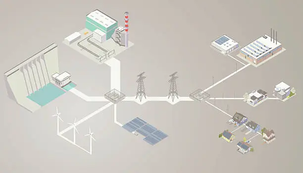 Vector illustration of Electrical Transmission Diagram
