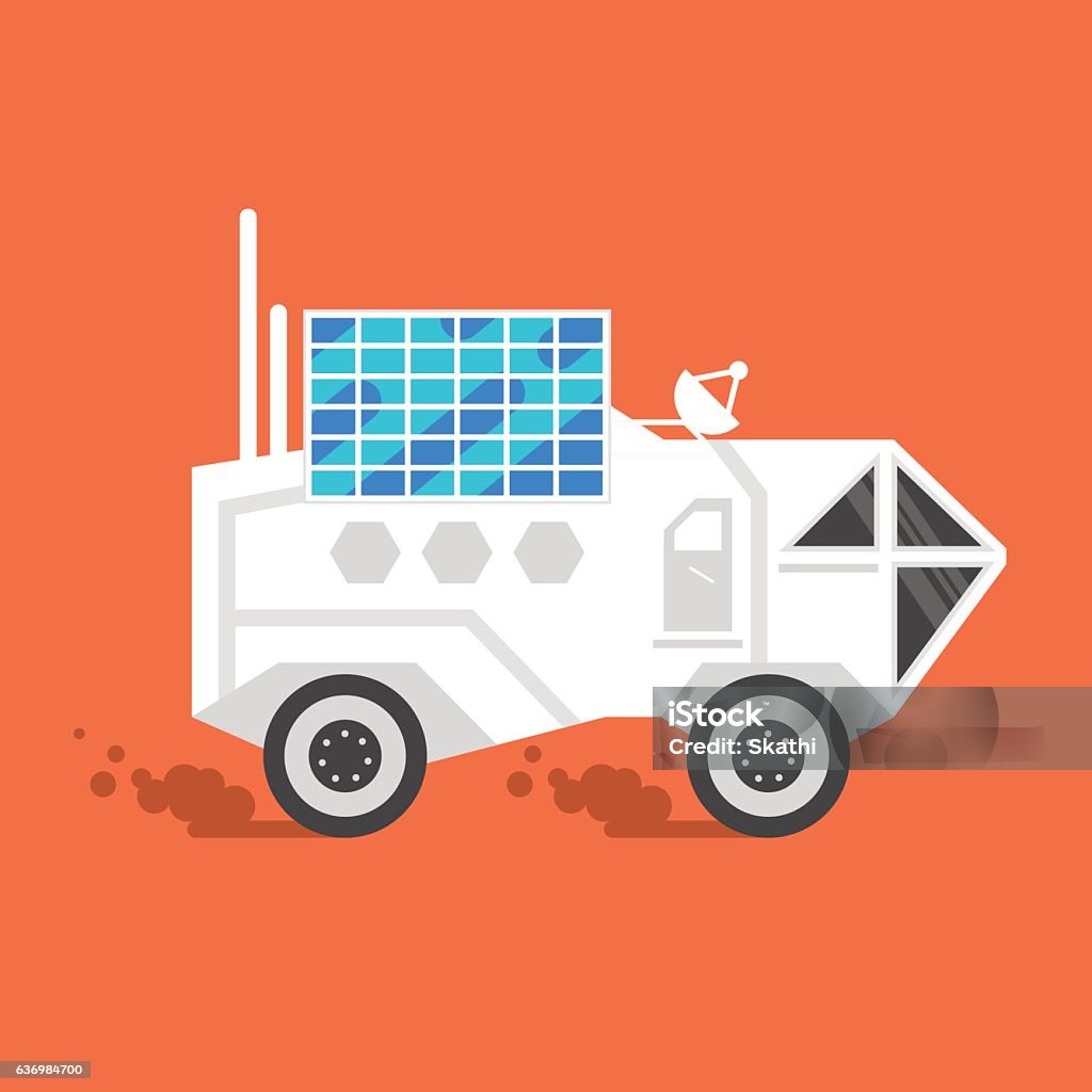 Space Rover Cartoon Vector Vector Flat Style Illustration Of Space Rover With Solar Panel Stock ...