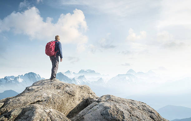 istock Tourist on the peak 636985702