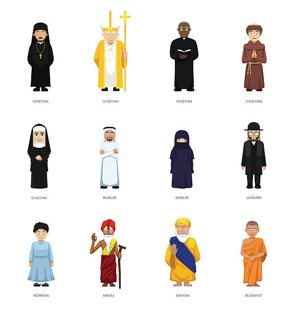 Religious People Cute Cartoon Characters Set Cartoon Characters EPS10 File Format cardinal clergy stock illustrations