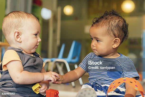 Babys Playing Together Stock Photo - Download Image Now - Baby - Human Age, Playing, Playful