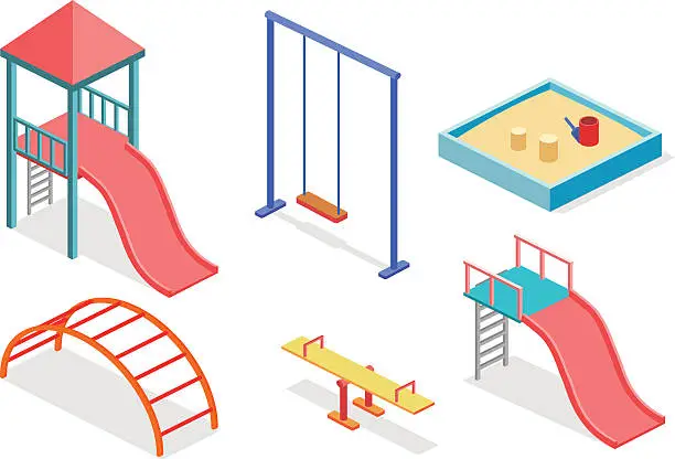 Vector illustration of Isometric flat 3D concept web vector kids playground set.