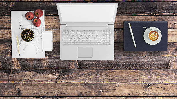 istock Knolling office desk view 636994378