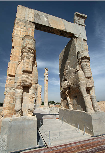 istock Winged lion on Persepolis entrance gate 636995394