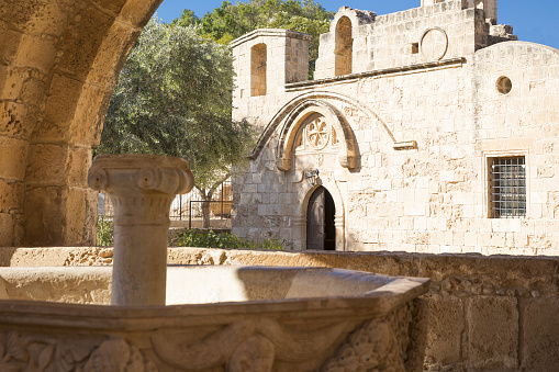 Greece, Cyprus, Aya Napa, the fountain in the courtyard of the Monastery  (14th century)