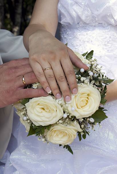 istock Hands of the bride and groom 636997362