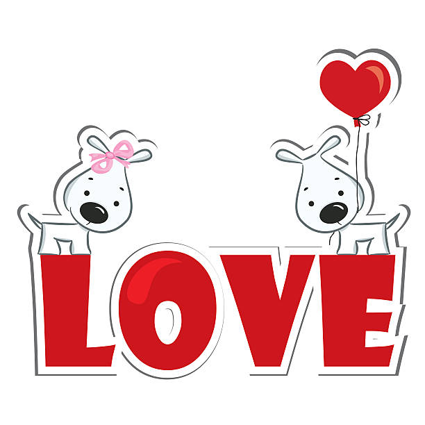 Lustige Hunde Paar In Der Liebe Aufkleber Stock Vektor Art und mehr Bilder  von Feiern - Feiern, Feiertag, Freundschaft - iStock