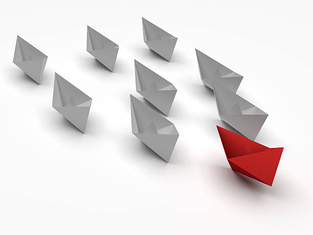 istock Leadership concept. Paper boats 636999942