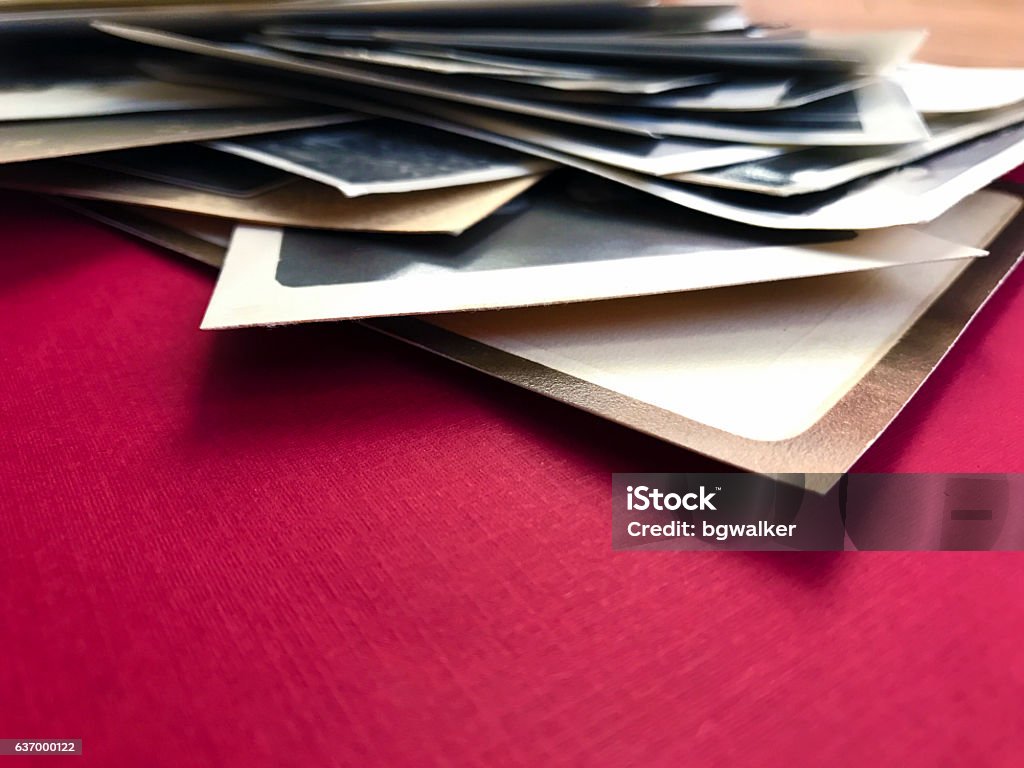 Stack Photos. Red Old Photographs In Stack On Red Background Stock Photo - Download Image ...