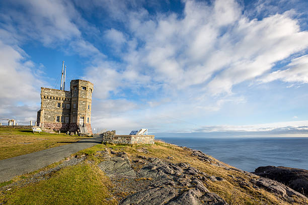 Historic Cabot Tower, Signal Hill, Newfoundland and Labrador Sunny day overlooking the ocean from Cabot Tower on Signal Hill, Newfoundland and Labrador newfoundland and labrador photos stock pictures, royalty-free photos & images