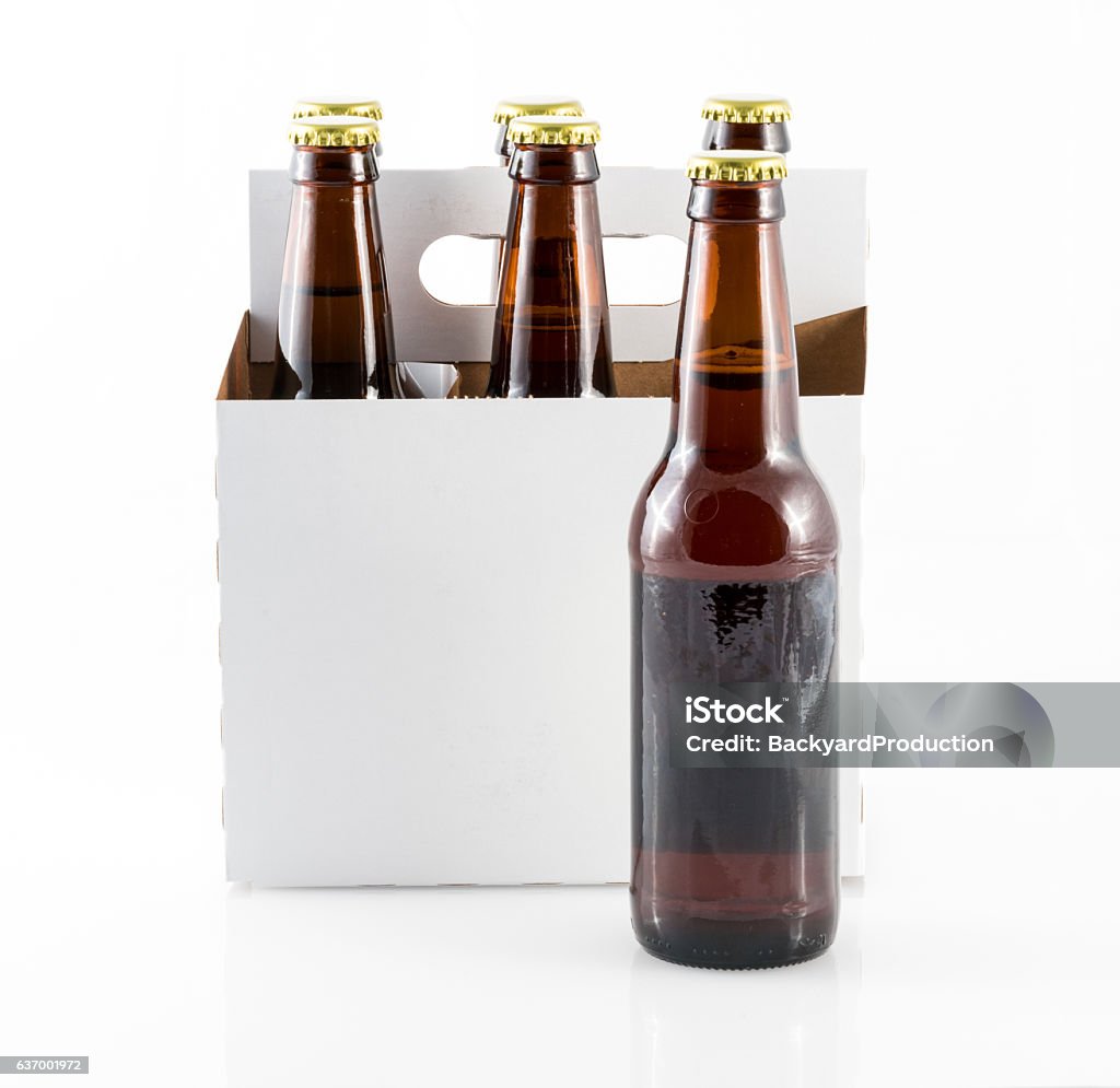 Fünf Flaschen Bier in Pappe - Lizenzfrei Bier Stock-Foto