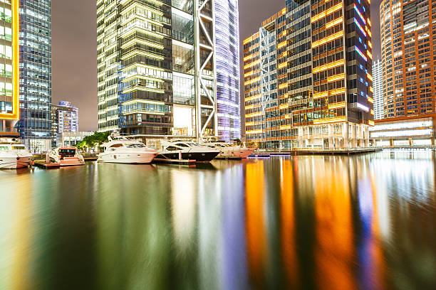 istock Modern urban architectural landscape at night in Shanghai 637008738
