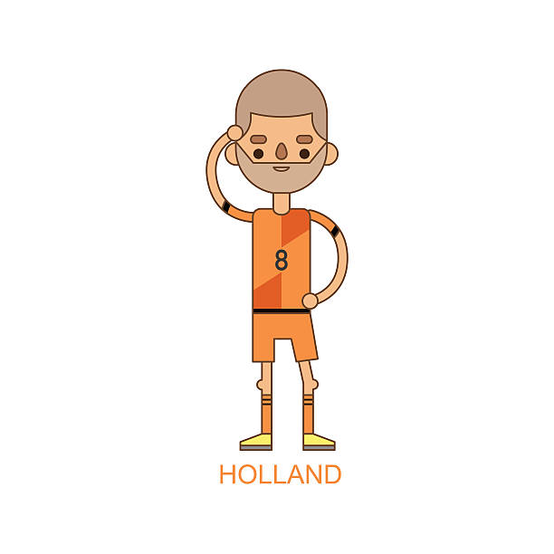 National holland soccer football player vector illustration National Euro Cup holland soccer football player activity match vector illustration. World game captain leader in uniform. Sport men isolated on white background. michigan football stock illustrations