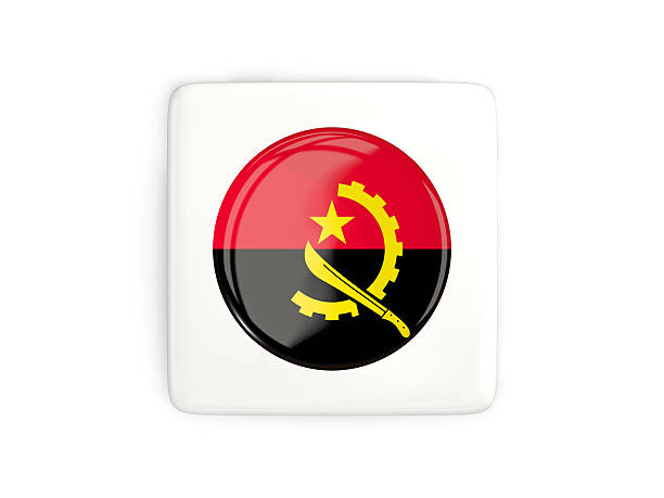istock Square button with round flag of angola 637017076