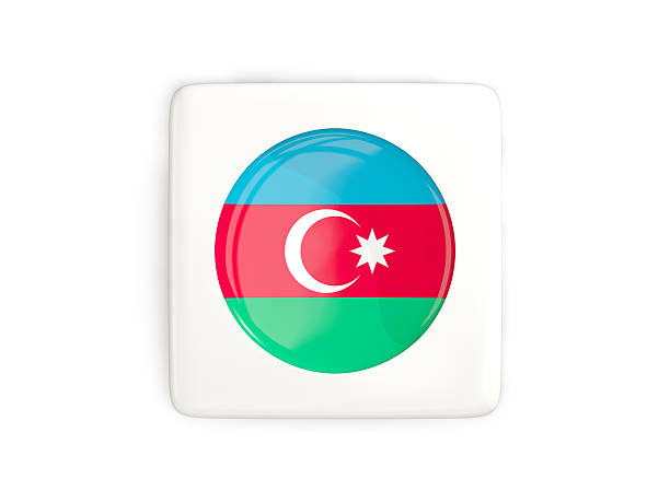 istock Square button with round flag of azerbaijan 637017254