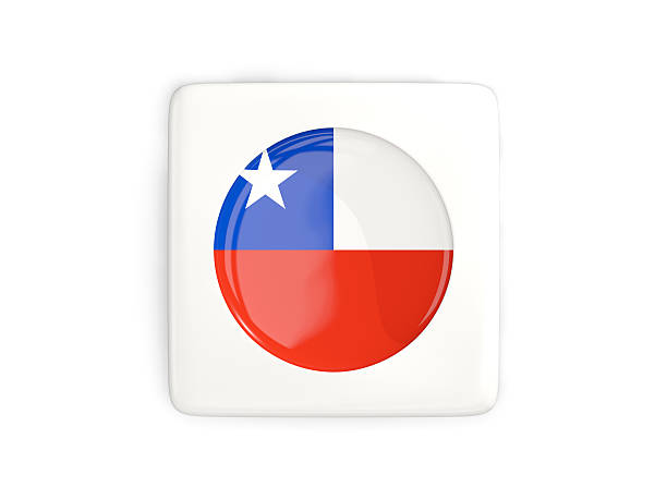istock Square button with round flag of chile 637018230