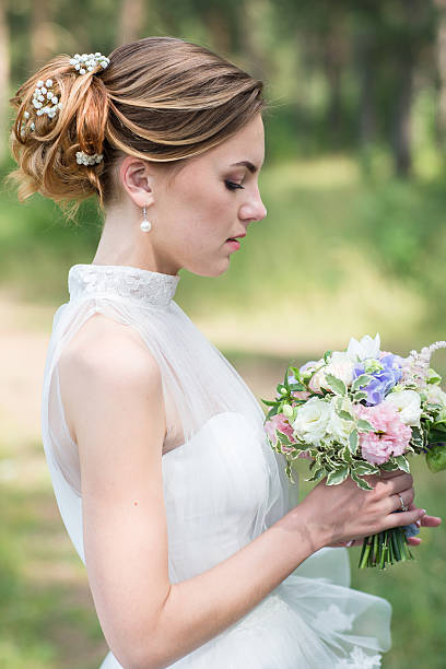 istock Close up portrait of bride 637019400