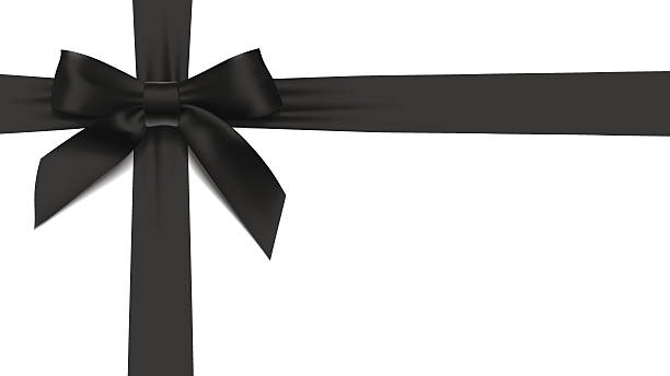 ilustraciones, imágenes clip art, dibujos animados e iconos de stock de tarjeta de felicitación con lazo negro realista sobre fondo blanco - black ribbon gift bow