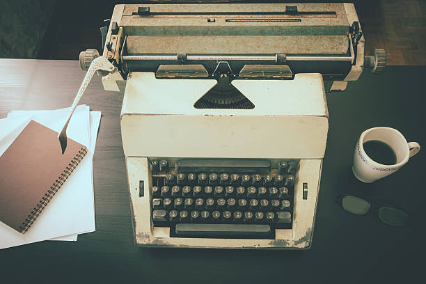 istock Old Typewriter on the desk. Vintage tone 637021962