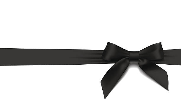 白い背景に現実的な黒の弓とグリーティングカード - invitation birthday card creativity ideas点のイラスト素材／クリップアート素材／マンガ素材／アイコン素材