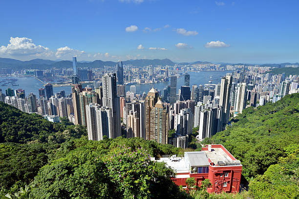 istock Hong Kong skyline and harbor from top 637022314