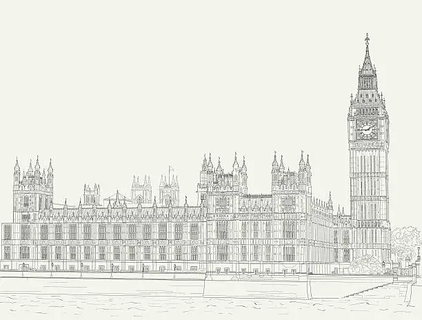 Vector illustration of Sketch the palace of Westminster