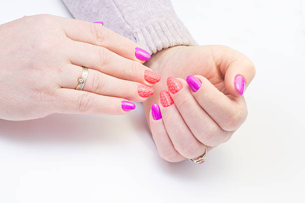 istock Perfect manicure and natural nails. Attractive modern nail art design. 637024144