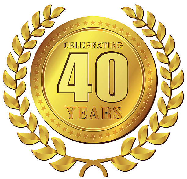 bildbanksillustrationer, clip art samt tecknat material och ikoner med anniversary celebration gold icon - 40 44 år