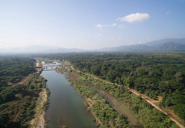 istock River from top view by drone in northern Thailand, Lampang 637026538