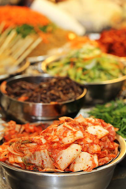 Korean side dishes on market stall