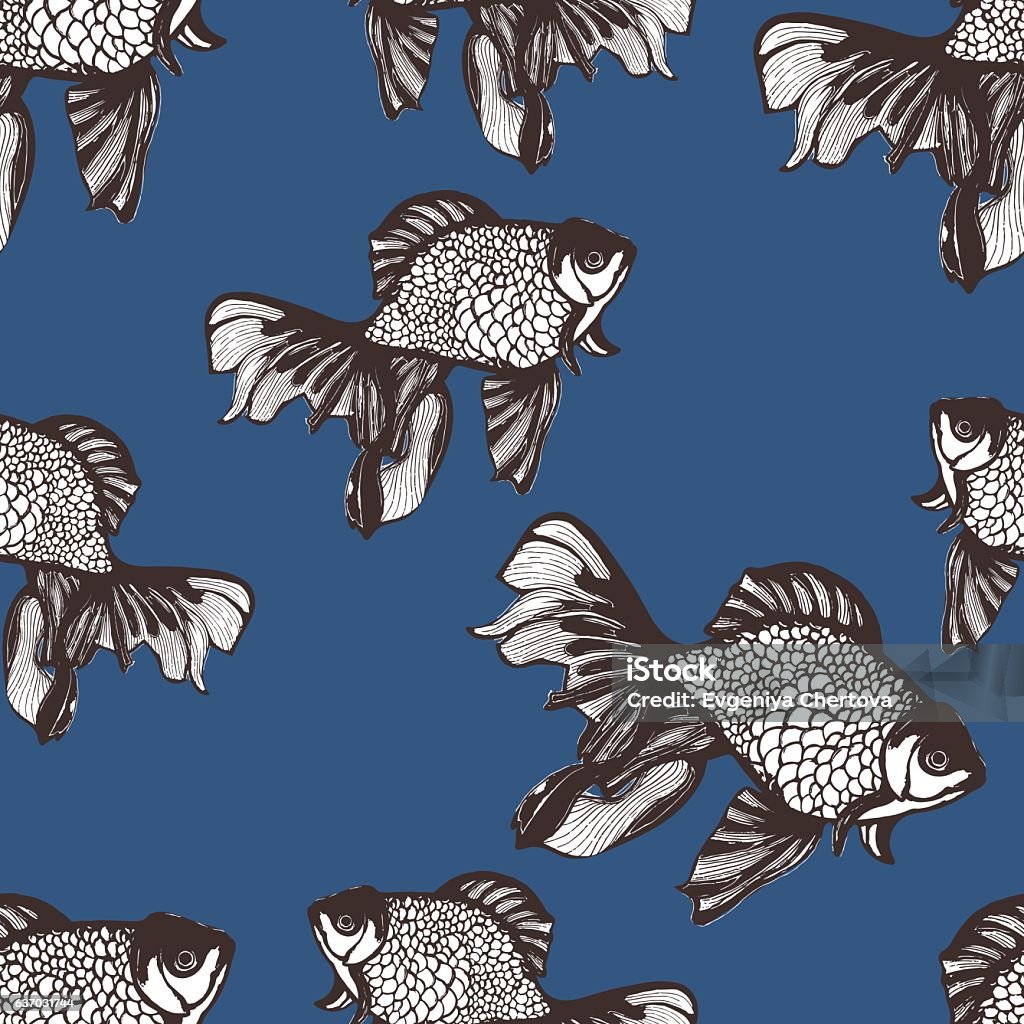 Simple Abstract Coloring Fish Pattern Abstract Fish Sketch Seamless Pattern Hand Drawing Vector Background ...